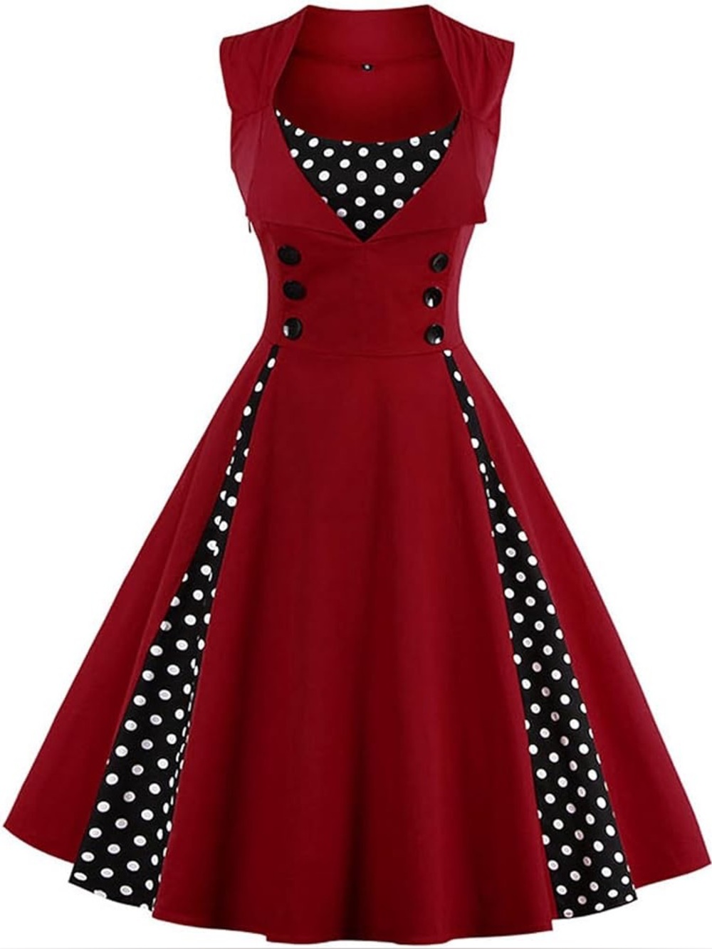 NWT KILLREAL Polka Dot Retro Vintage Style Cocktail Party Swing Dress Size L - Picture 2 of 13